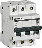 Выключатель автоматический IEK GENERICA ВА47-29 3п 40А C 4,5кА картинка